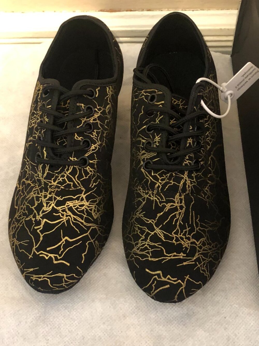 DanceandSway Black Gold Practice Ballroom Dance Shoes Size 6.5 NIB